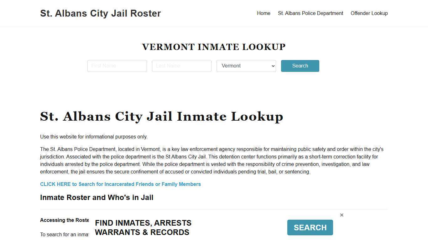 St. Albans, VT Inmate Search, Jail Roster, Bookings