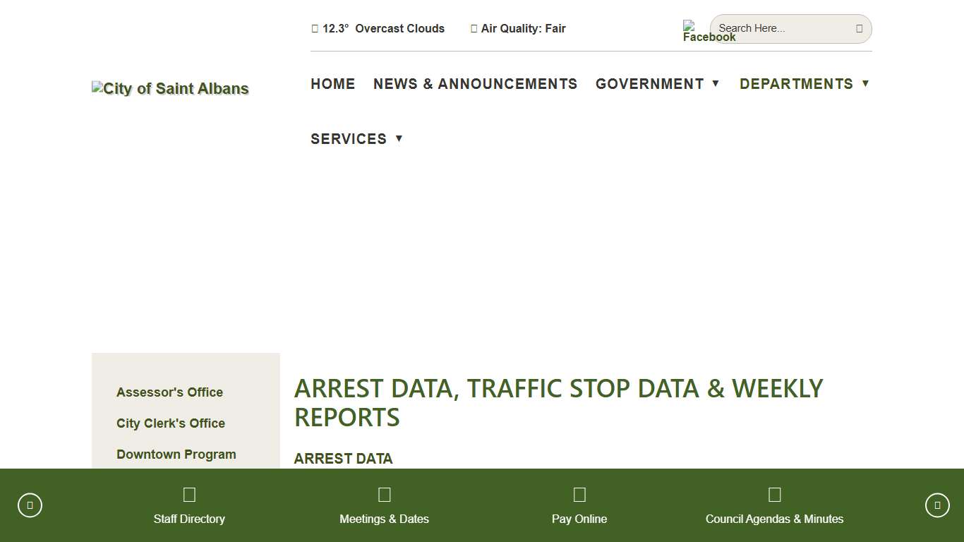 Arrest Data, Traffic Stop Data & Weekly Reports - City of Saint Albans